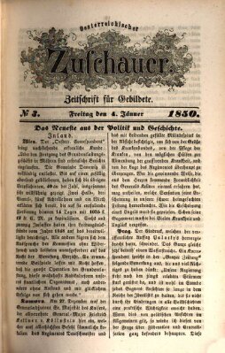 Österreichischer Zuschauer (Wiener Zuschauer) Freitag 4. Januar 1850