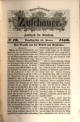 Österreichischer Zuschauer (Wiener Zuschauer) Samstag 12. Januar 1850