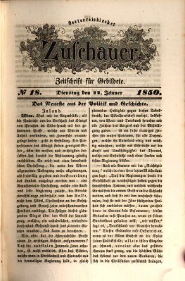 Österreichischer Zuschauer (Wiener Zuschauer) Dienstag 22. Januar 1850