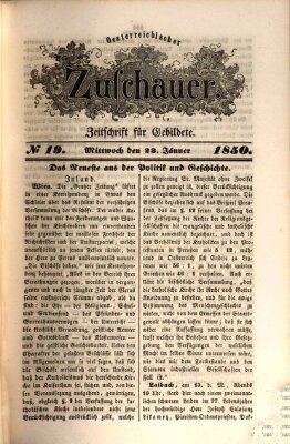 Österreichischer Zuschauer (Wiener Zuschauer) Mittwoch 23. Januar 1850