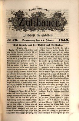 Österreichischer Zuschauer (Wiener Zuschauer) Donnerstag 24. Januar 1850