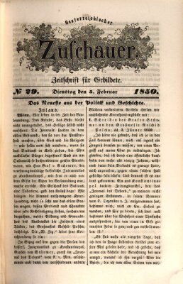 Österreichischer Zuschauer (Wiener Zuschauer) Dienstag 5. Februar 1850