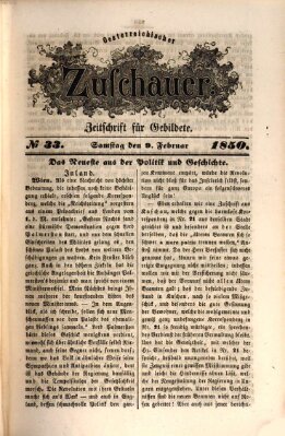 Österreichischer Zuschauer (Wiener Zuschauer) Samstag 9. Februar 1850