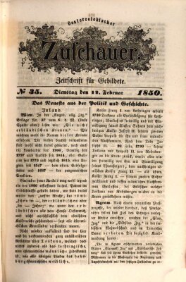 Österreichischer Zuschauer (Wiener Zuschauer) Dienstag 12. Februar 1850