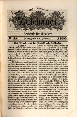 Österreichischer Zuschauer (Wiener Zuschauer) Freitag 22. Februar 1850