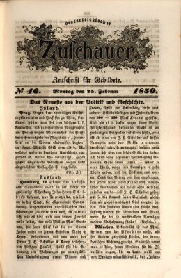 Österreichischer Zuschauer (Wiener Zuschauer) Montag 25. Februar 1850