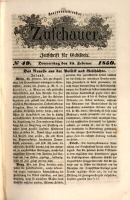 Österreichischer Zuschauer (Wiener Zuschauer) Donnerstag 28. Februar 1850