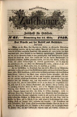 Österreichischer Zuschauer (Wiener Zuschauer) Donnerstag 14. März 1850