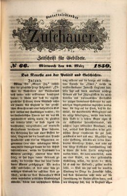 Österreichischer Zuschauer (Wiener Zuschauer) Mittwoch 20. März 1850