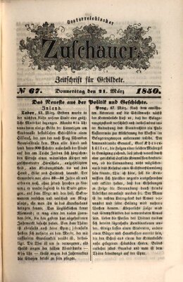 Österreichischer Zuschauer (Wiener Zuschauer) Donnerstag 21. März 1850