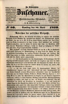 Österreichischer Zuschauer (Wiener Zuschauer) Samstag 20. April 1850