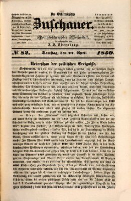 Österreichischer Zuschauer (Wiener Zuschauer) Samstag 27. April 1850