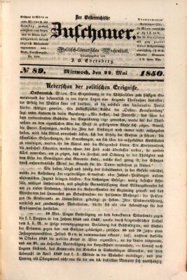 Österreichischer Zuschauer (Wiener Zuschauer) Mittwoch 22. Mai 1850