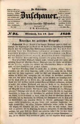 Österreichischer Zuschauer (Wiener Zuschauer) Mittwoch 12. Juni 1850