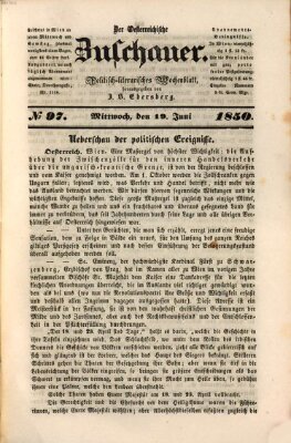 Österreichischer Zuschauer (Wiener Zuschauer) Mittwoch 19. Juni 1850