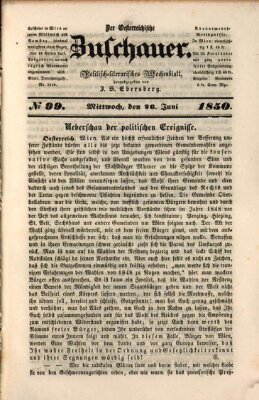 Österreichischer Zuschauer (Wiener Zuschauer) Mittwoch 26. Juni 1850