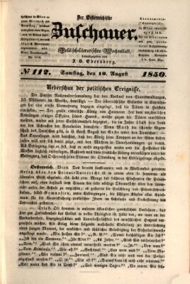 Österreichischer Zuschauer (Wiener Zuschauer) Samstag 10. August 1850