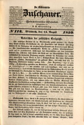 Österreichischer Zuschauer (Wiener Zuschauer) Mittwoch 14. August 1850