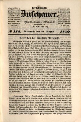 Österreichischer Zuschauer (Wiener Zuschauer) Mittwoch 21. August 1850