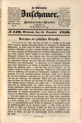 Österreichischer Zuschauer (Wiener Zuschauer) Mittwoch 18. Dezember 1850