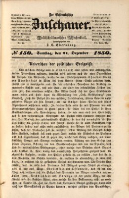 Österreichischer Zuschauer (Wiener Zuschauer) Samstag 21. Dezember 1850