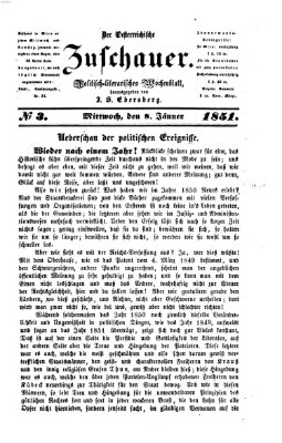 Österreichischer Zuschauer (Wiener Zuschauer) Mittwoch 8. Januar 1851