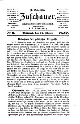 Österreichischer Zuschauer (Wiener Zuschauer) Mittwoch 29. Januar 1851