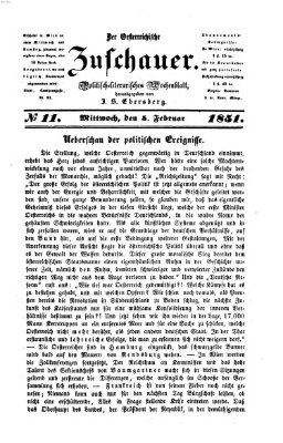 Österreichischer Zuschauer (Wiener Zuschauer) Mittwoch 5. Februar 1851