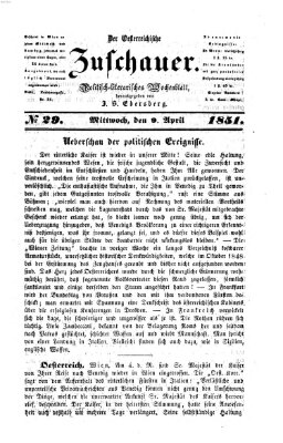 Österreichischer Zuschauer (Wiener Zuschauer) Mittwoch 9. April 1851