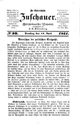 Österreichischer Zuschauer (Wiener Zuschauer) Samstag 12. April 1851