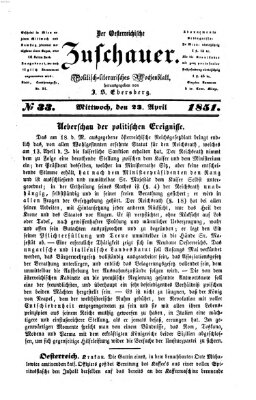 Österreichischer Zuschauer (Wiener Zuschauer) Mittwoch 23. April 1851