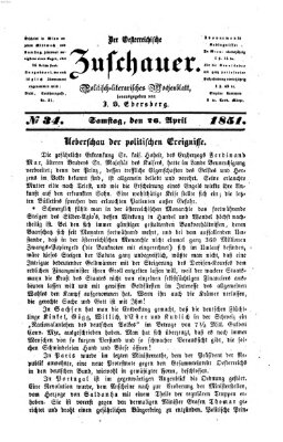 Österreichischer Zuschauer (Wiener Zuschauer) Samstag 26. April 1851