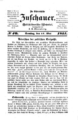 Österreichischer Zuschauer (Wiener Zuschauer) Samstag 17. Mai 1851