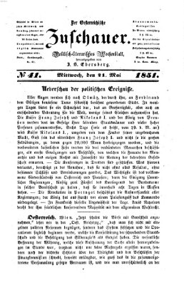 Österreichischer Zuschauer (Wiener Zuschauer) Mittwoch 21. Mai 1851