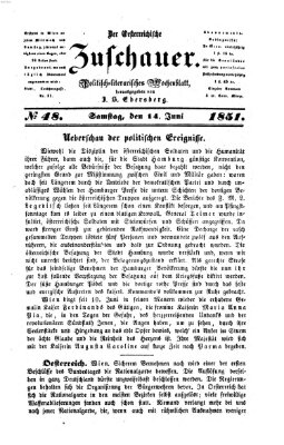 Österreichischer Zuschauer (Wiener Zuschauer) Samstag 14. Juni 1851