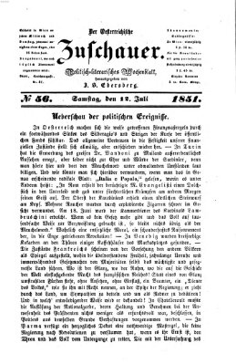 Österreichischer Zuschauer (Wiener Zuschauer) Samstag 12. Juli 1851
