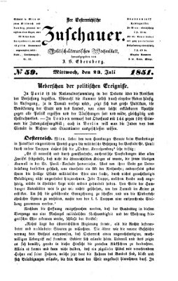 Österreichischer Zuschauer (Wiener Zuschauer) Mittwoch 23. Juli 1851