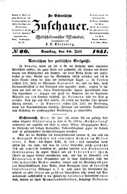 Österreichischer Zuschauer (Wiener Zuschauer) Samstag 26. Juli 1851