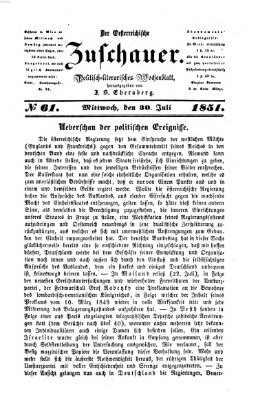 Österreichischer Zuschauer (Wiener Zuschauer) Mittwoch 30. Juli 1851