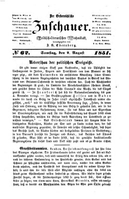 Österreichischer Zuschauer (Wiener Zuschauer) Samstag 2. August 1851