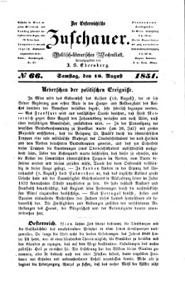 Österreichischer Zuschauer (Wiener Zuschauer) Samstag 16. August 1851