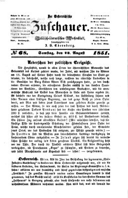 Österreichischer Zuschauer (Wiener Zuschauer) Samstag 23. August 1851