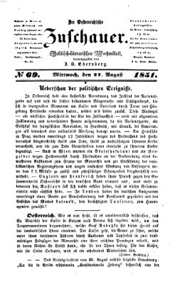 Österreichischer Zuschauer (Wiener Zuschauer) Mittwoch 27. August 1851