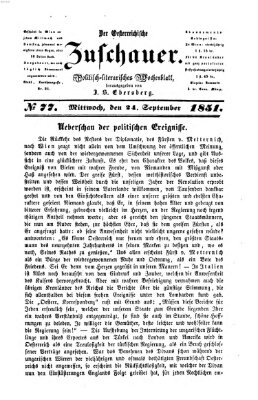 Österreichischer Zuschauer (Wiener Zuschauer) Mittwoch 24. September 1851