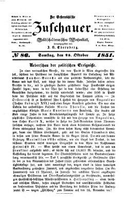 Österreichischer Zuschauer (Wiener Zuschauer) Samstag 25. Oktober 1851