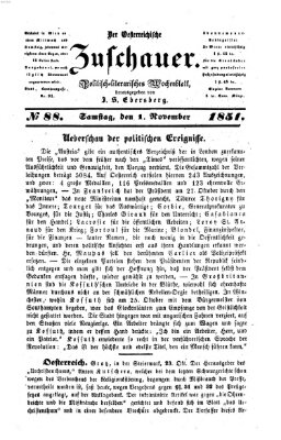 Österreichischer Zuschauer (Wiener Zuschauer) Samstag 1. November 1851