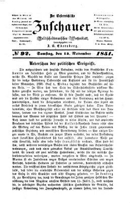 Österreichischer Zuschauer (Wiener Zuschauer) Samstag 15. November 1851