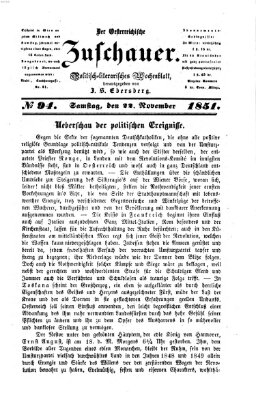 Österreichischer Zuschauer (Wiener Zuschauer) Samstag 22. November 1851