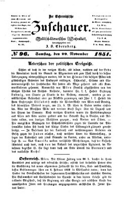 Österreichischer Zuschauer (Wiener Zuschauer) Samstag 29. November 1851