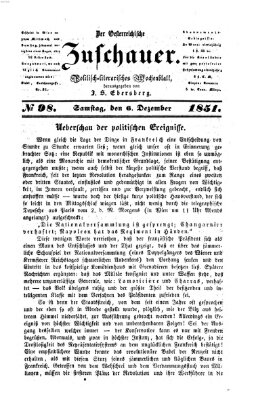 Österreichischer Zuschauer (Wiener Zuschauer) Samstag 6. Dezember 1851